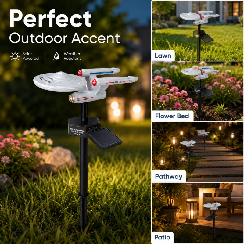 Outdoor Lighting Under Pergola - Star Trek USS Enterprise Solar-Gartenleuchte mit