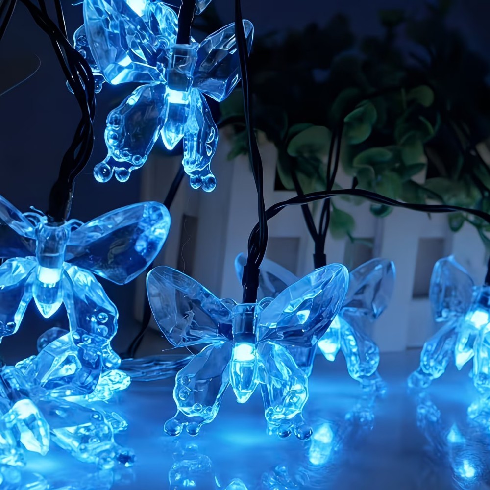 Solar Fairy String - Kristall-Schmetterling Außen-Lichterkette, Solarbetriebene Romantische Beleuchtung für