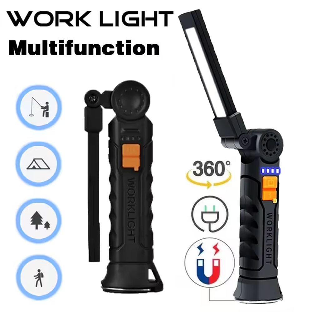 Outdoor Lighting Bollards - Tragbare COB-LED-Taschenlampe, wiederaufladbare USB-Taschenlampe mit magnetischer