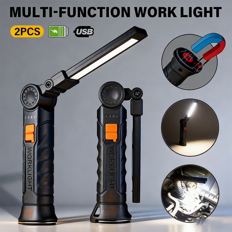 Outdoor Lighting Bollards - Tragbare COB-LED-Taschenlampe, USB wiederaufladbar, Arbeitsleuchte, magnetische