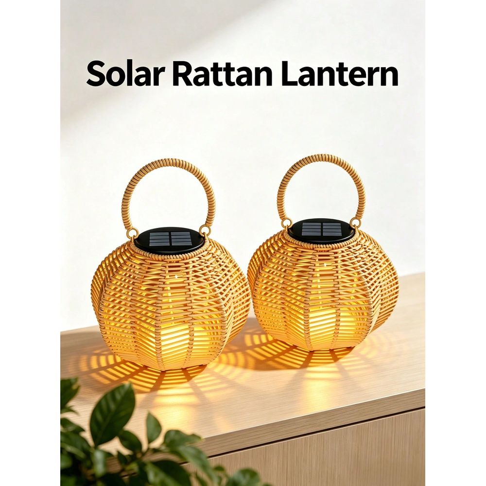 Solar Lantern Hanging - Rattan-Solar-Ambientelampe für Wohnraumdekoration, Hängelaterne, für Raumdekoration,