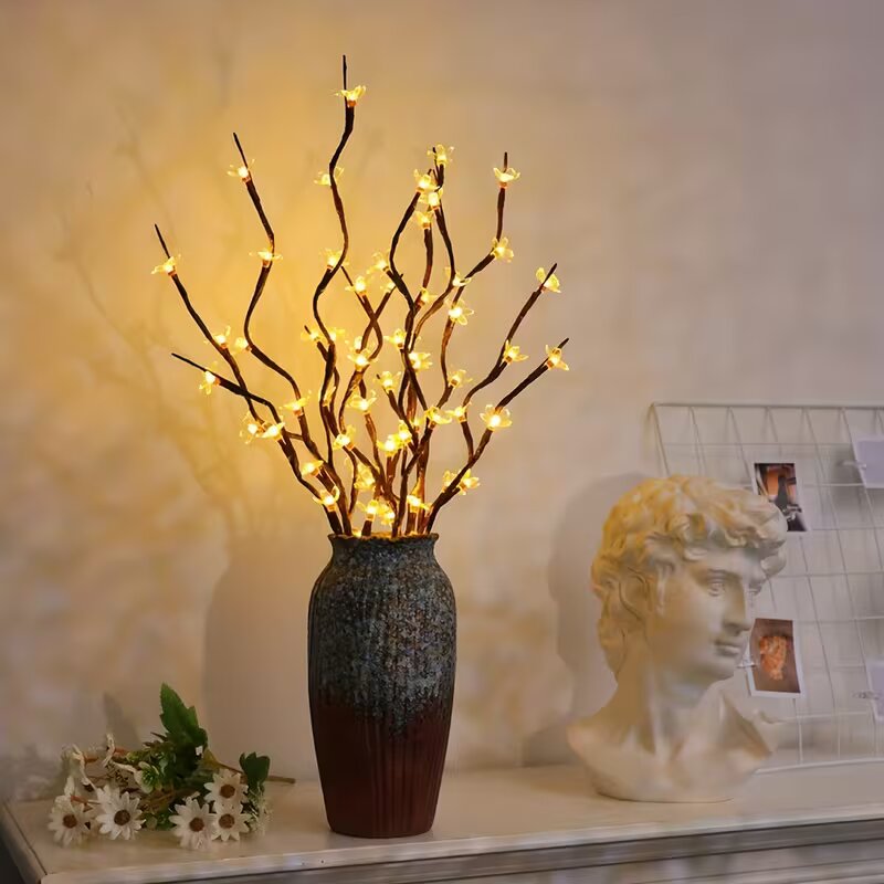 Outdoor Lighting Battery Powered - 1/2 Stück 20LED Kirschblütenbaum-Zweiglichter für Innen-