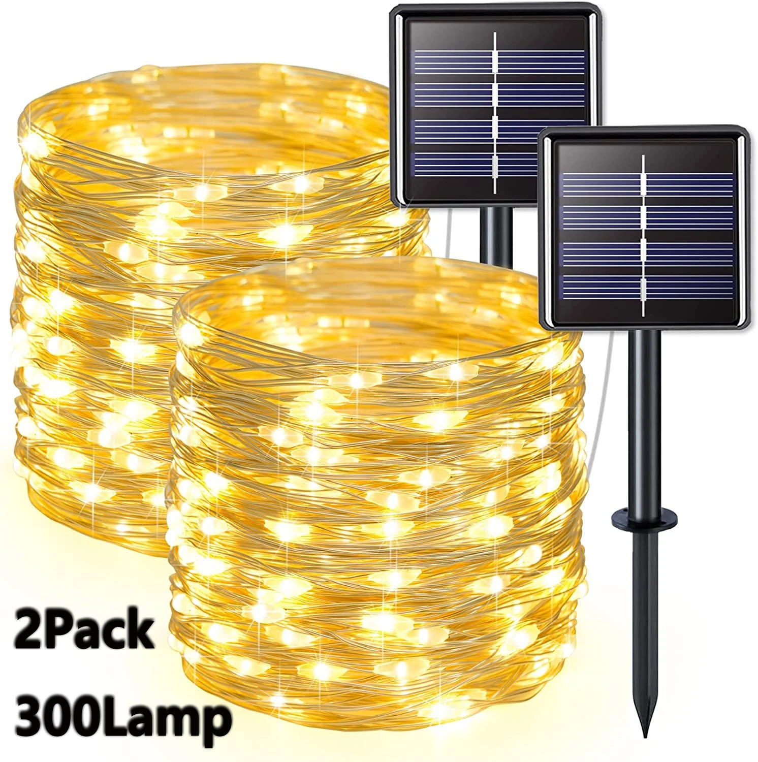 Solar Fairy String - 2er-Pack Solar-Lichterketten, 300 LEDs, Solar-Lichterketten für