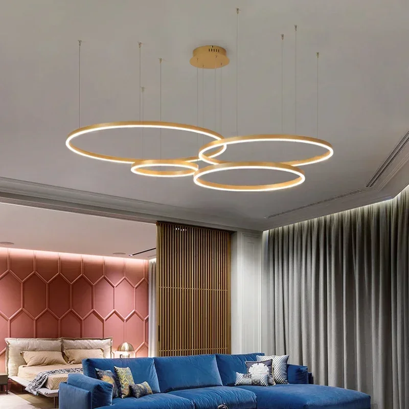 Outdoor Lighting Pendant - Moderne LED-Pendelleuchten für Zuhause, gebürstete Ringe,