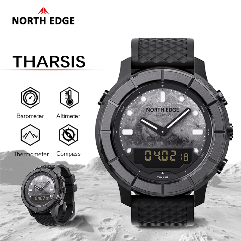 Outdoor Lighting For Steps - NORTH EDGE THARSIS Herren Carbonfaser Digitaluhr