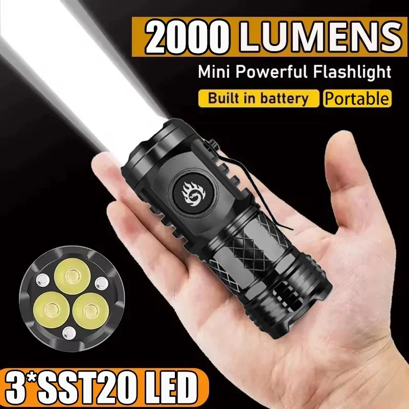 Outdoor Lighting Bollards - Hochleistungs-Taktische Taschenlampe 3LED Mini-Schlüsselanhänger-Fackel USB-Aufladbar Wasserdichte