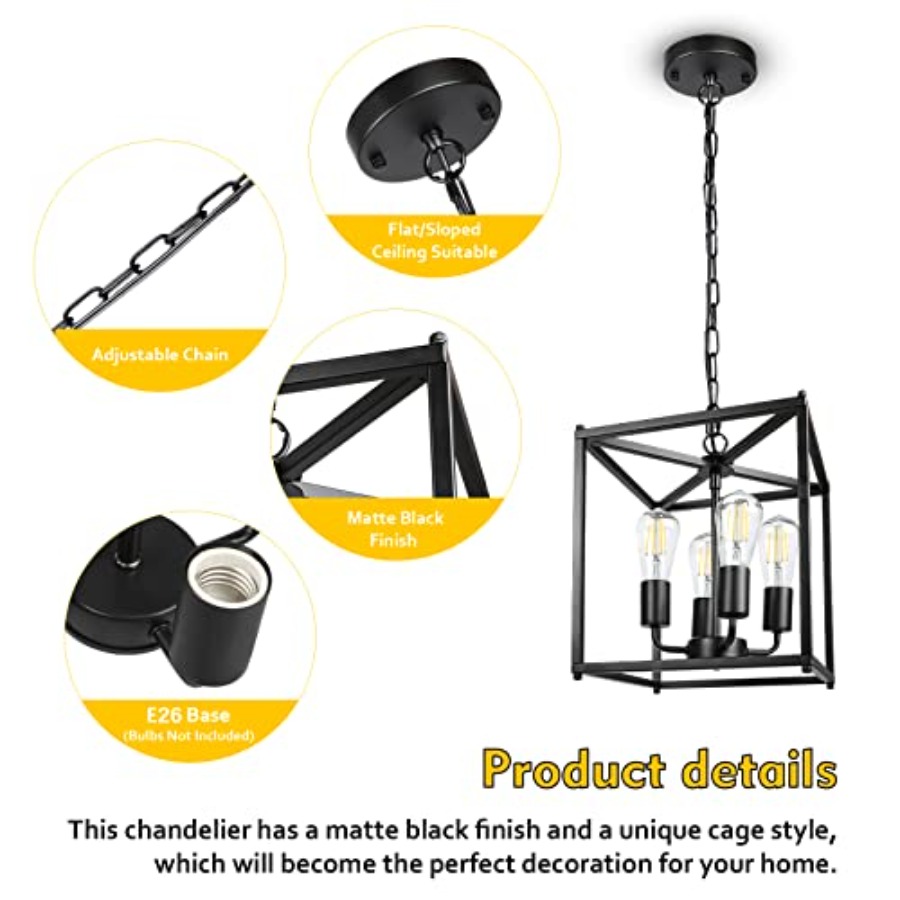 4-flammiger schwarzer Farmhous – Solar Lantern Hanging Bewertung und Preis