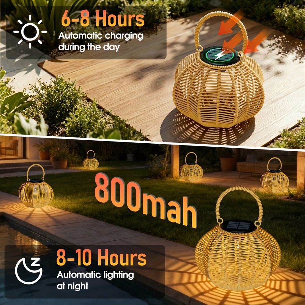 Rattan-Solar-Ambientelampe für – Solar Lantern Hanging Bewertung und Preis